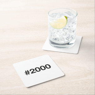 2000 Hashtag 25 Birthday Anniversary Square Paper Coaster