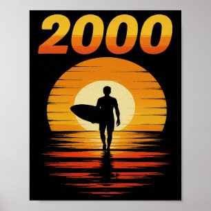 2000 Retro Surfing Vintage Sunset 90s Aesthetic Poster