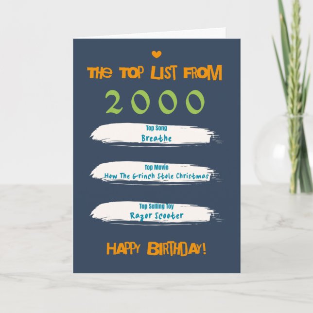 2000 Top List Birthday Card (Front)