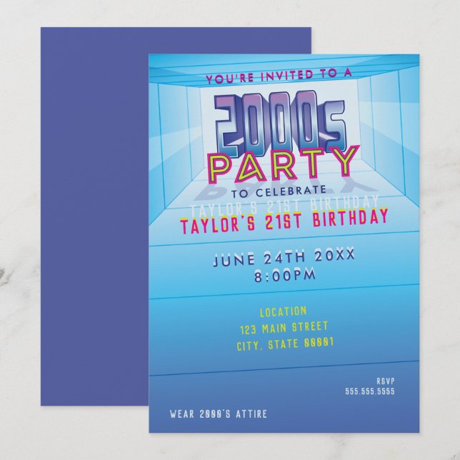 2000s Party Theme Invitation (Front/Back)