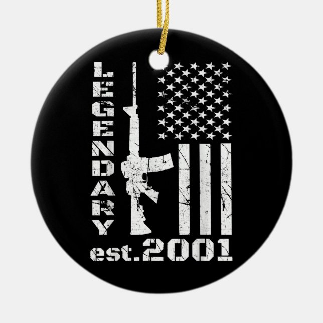 2001 21st Birthday Legendary Patriot 21 Years Old Ceramic Ornament (Front)