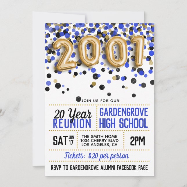 2001 High School College Reunion Invitation (Front)