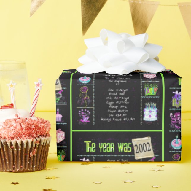 2002 Birthday Year Trivia Wrapping Paper (Birthday Party)