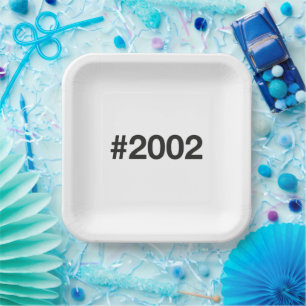2002 Hashtag 23 Birthday Anniversary Paper Plate