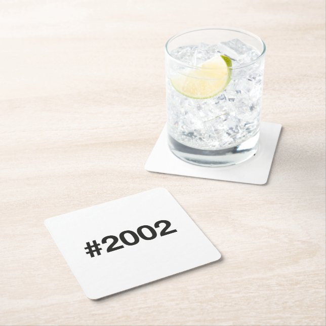 2002 Hashtag 23 Birthday Anniversary Square Paper Coaster (Insitu)