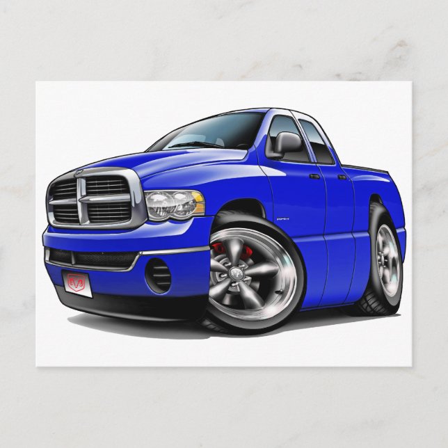 2003-08 Ram Quad Blue Truck Postcard (Front)