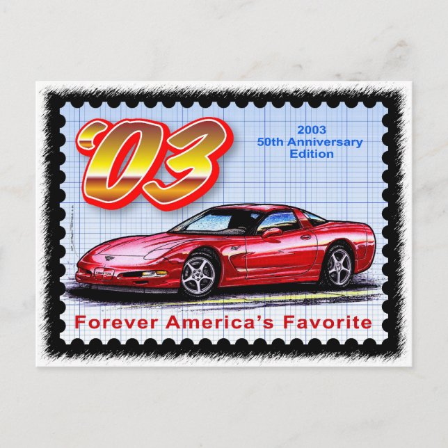 2003 50th Anniversary Corvette Postcard (Front)