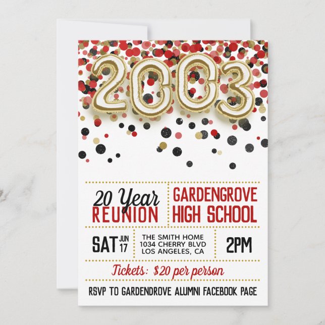 2003 High School College Reunion Invitation (Front)