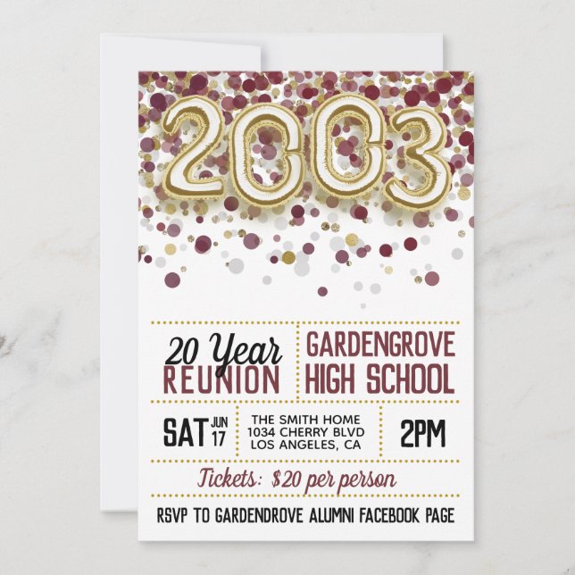 2003 High School College Reunion Invitation (Front)