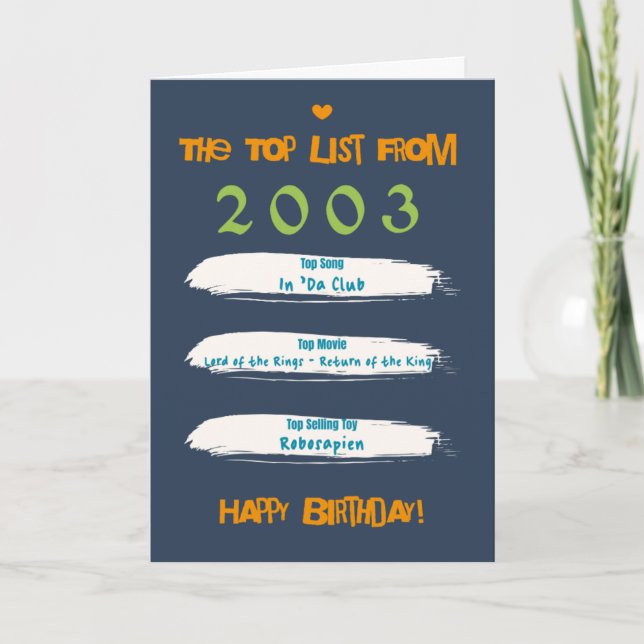 2003 Top List Birthday Card (Front)