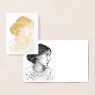 2004 Ink Drawing of Virgina Woolf Gold Foil Card