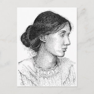 2004 Ink Drawing of Virgina Woolf Postcard