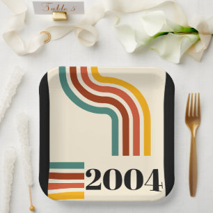 2004 Retro Vintage Poster Milestone Birthday Paper Plate