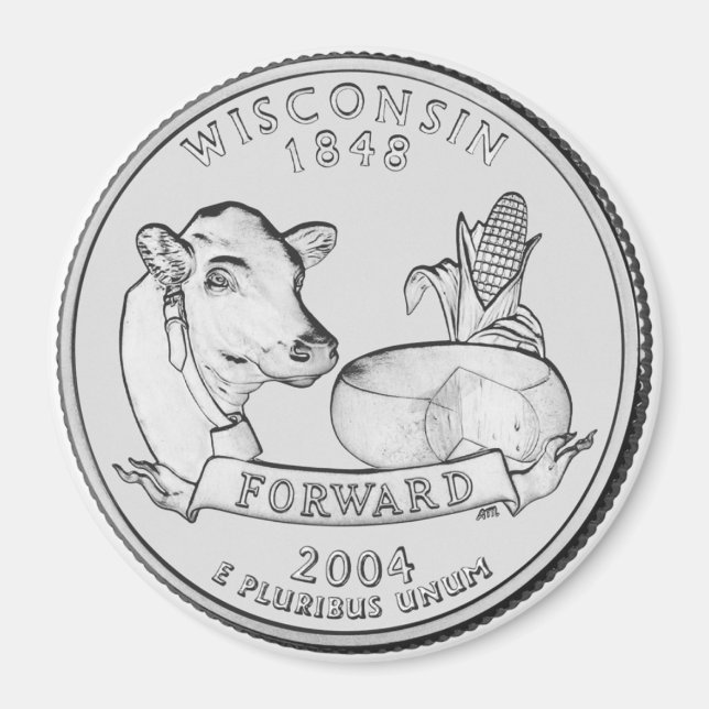 2004 Wisconsin State Quarter aimant (Devant)