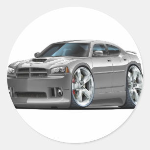 2006-10 Charger SRT8 Grey Car Classic Round Sticker