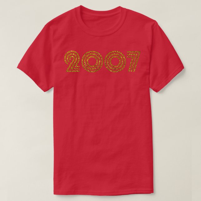 2007 Birth Year Glitter Effect T-Shirt (Design Front)