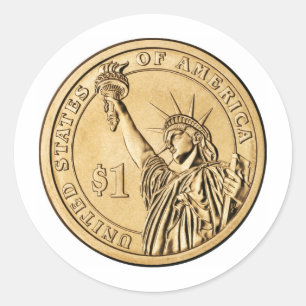 2007 Presidential One Dollar Coin from U.S. Mint Classic Round Sticker