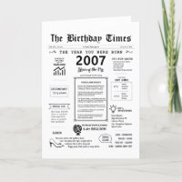 2007 The Year You Were Born Birthday Card