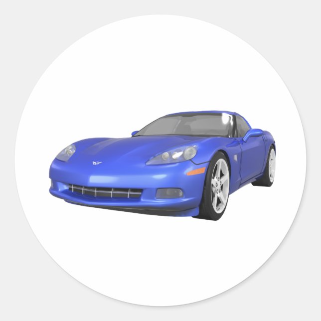 2008 Corvette: Sports Car: Blue Finish: Classic Round Sticker (Front)