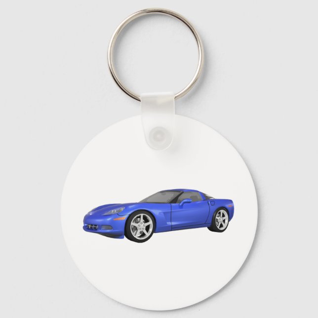 2008 Corvette: Sports Car: Blue Finish: Keychain (Front)