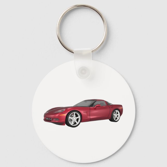 2008 Corvette: Sports Car: Candy Apple Finish: Keychain (Front)