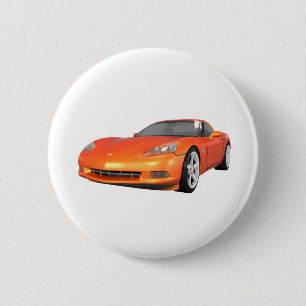 2008 Corvette: Sports Car: Orange Finish: 2 Inch Round Button