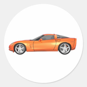 2008 Corvette: Sports Car: Orange Finish: Classic Round Sticker