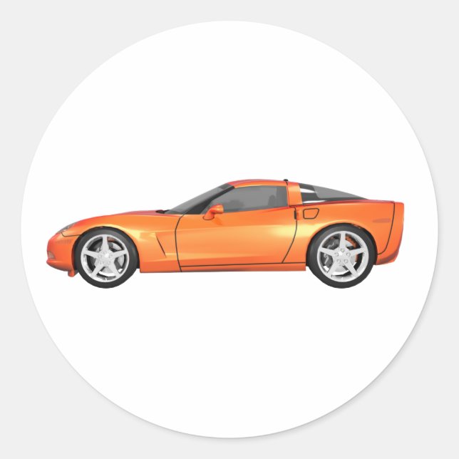 2008 Corvette: Sports Car: Orange Finish: Classic Round Sticker (Front)