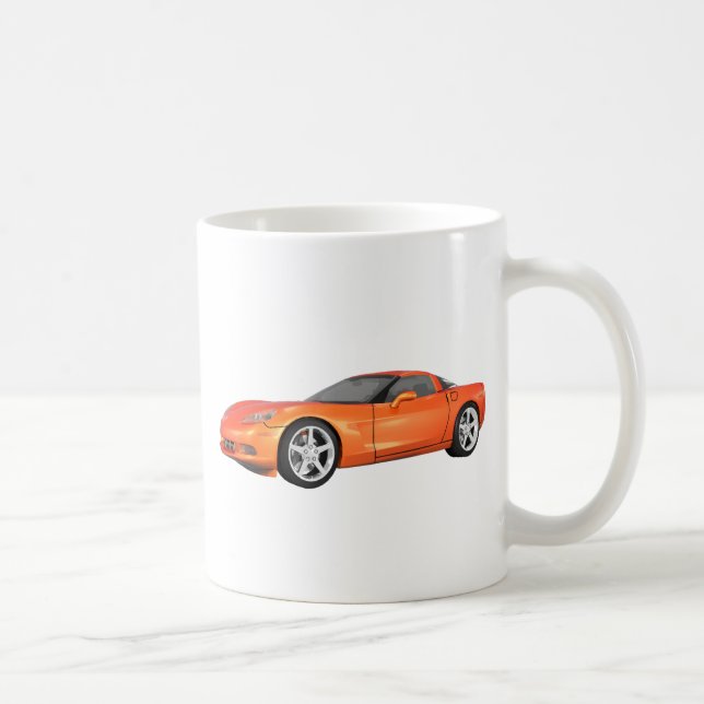 2008 Corvette: Sports Car: Orange Finish: Coffee Mug (Right)