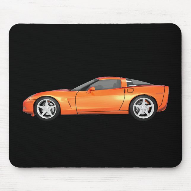 2008 Corvette: Sports Car: Orange Finish: Mouse Pad (Front)