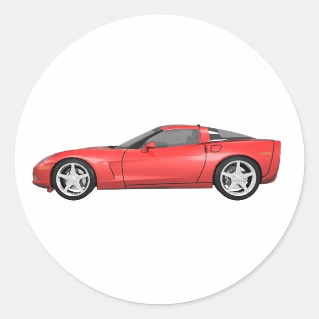 2008 Corvette: Sports Car: Red Finish: Classic Round Sticker (Front)