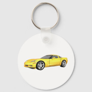 2008 Corvette: Sports Car: Yellow Finish: Keychain