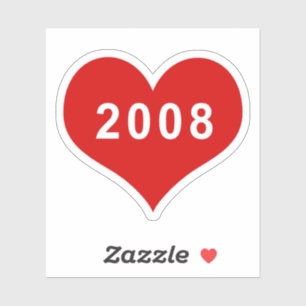 2008 Red Love Heart Vinyl Sticker