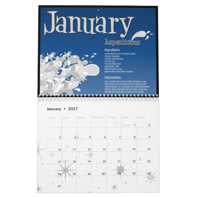 2009  Drink Of The Month Calendar (customizable) (Jan 2027)