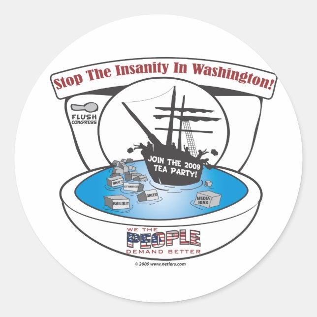 2009 Tea Party Classic Round Sticker (Front)