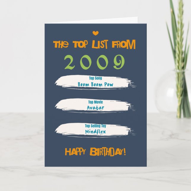 2009 Top List Birthday Card (Front)