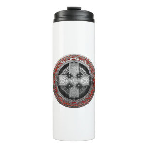 [200] Ancient Celtic Sacred Silver Knot Cross Thermal Tumbler