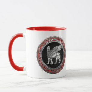 [200] Assyrian Winged Lion - Silver Lamassu Mug