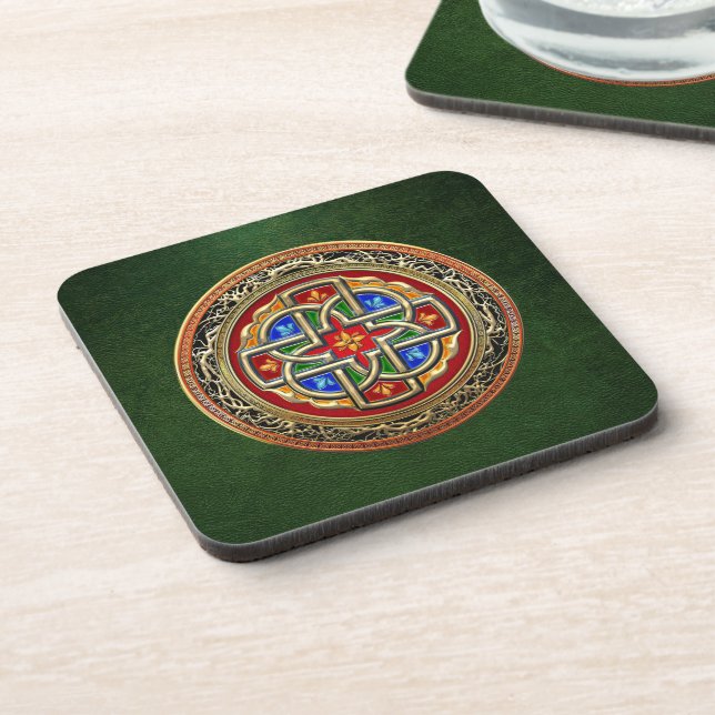 [200] Celtic Cross [Gold+Enamel] Coaster (Left Side)