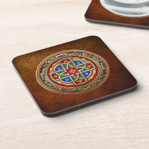 [200] Celtic Cross [Gold+Enamel] Coaster