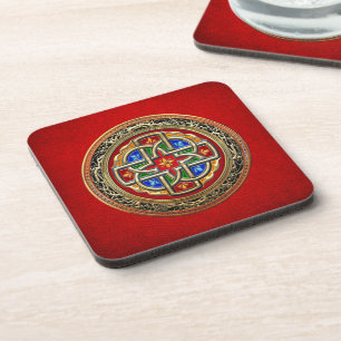 [200] Celtic Cross [Gold+Enamel] Coaster