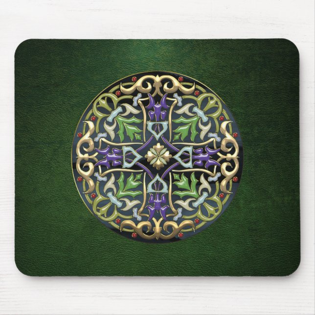 [200] Celtic Cross [Gold with Black Enamel] Mouse Pad (Front)