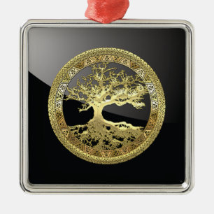 [200] Celtic Tree of Life [Gold] Metal Ornament