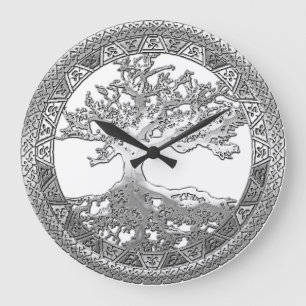[200] Celtic Tree of Life [Silver] Large Clock