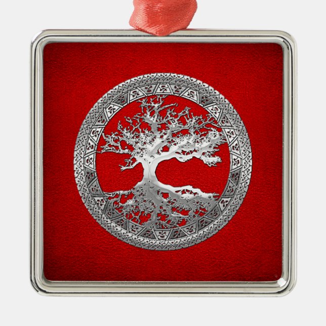 [200] Celtic Tree of Life [Silver] Metal Ornament (Front)