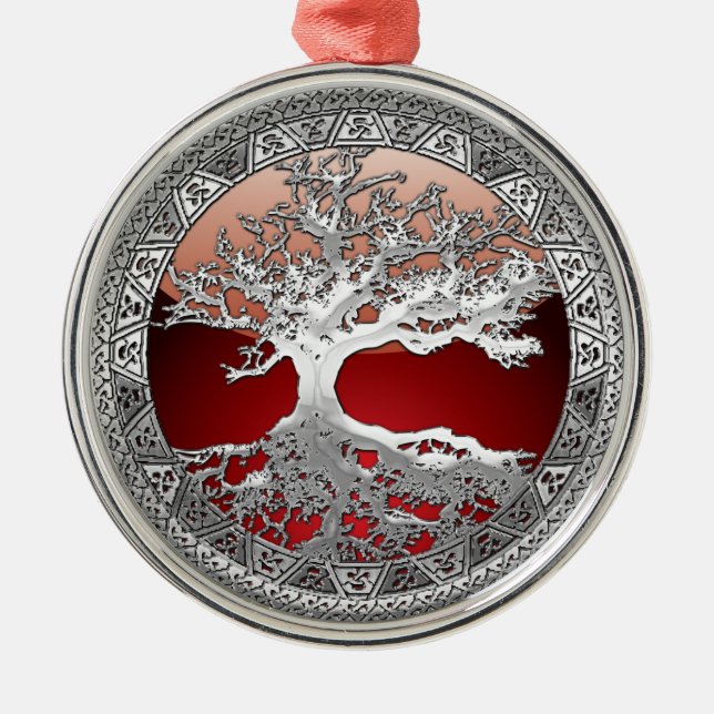 [200] Celtic Tree of Life [Silver] Metal Ornament (Front)