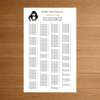 200 Funny Penguin Greeter Wedding Seating Chart
