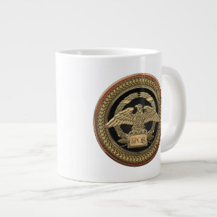 [200] Gold Roman Imperial Eagle on Gold Medallion Large Coffee Mug