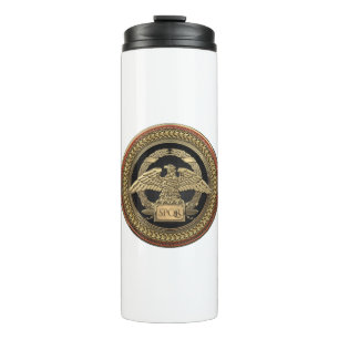 [200] Gold Roman Imperial Eagle on Gold Medallion Thermal Tumbler