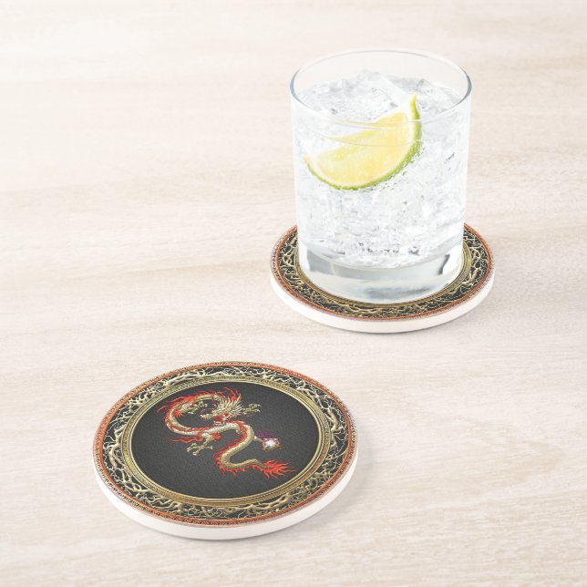 [200] Golden Chinese Dragon Fucanglong Coaster (Side)
